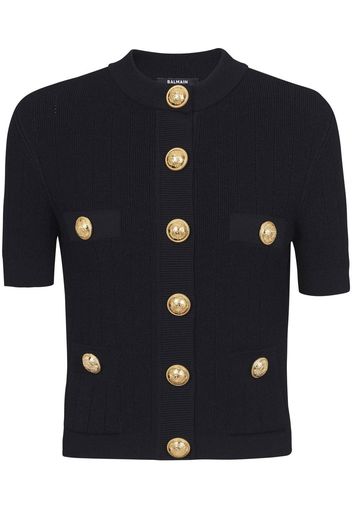 Balmain Cardigan crop a maniche corte - Nero