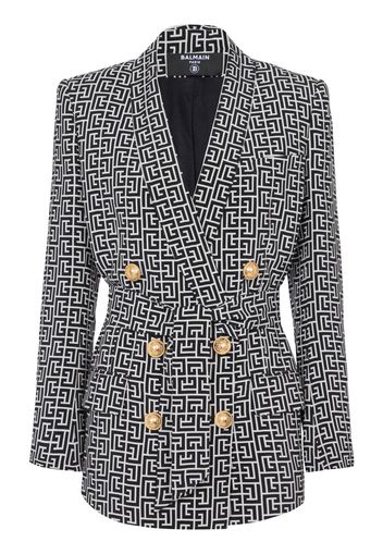 Balmain Blazer doppiopetto con cintura - Nero