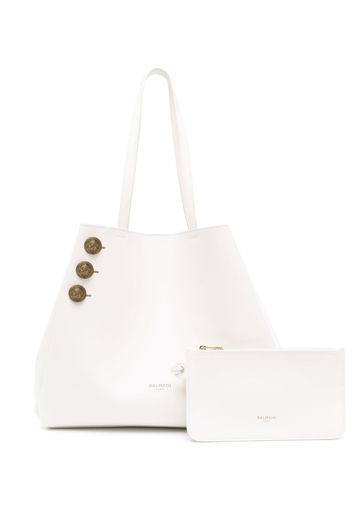 Balmain Emblème leather tote bag - Bianco