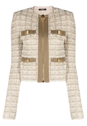 Balmain tweed zip-up jacket - Verde