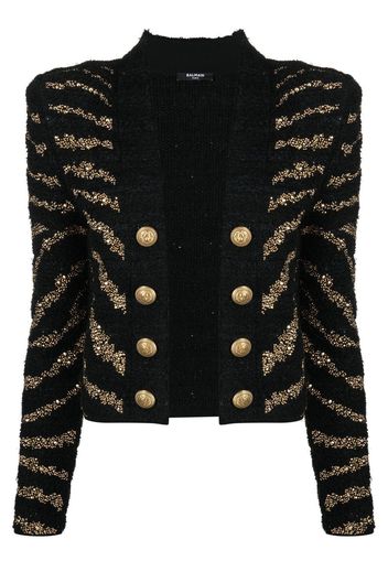 Balmain stripe pattern cardigan coat - Nero