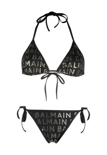 Balmain logo-print bikini set - Nero