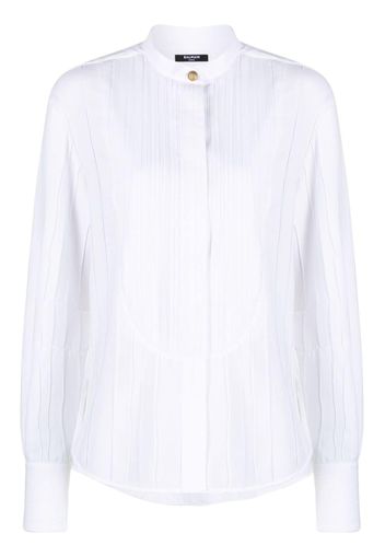 Balmain striped band-collar shirt - Bianco