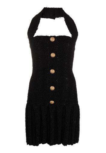 Balmain tweed halterneck mini dress - Nero