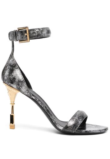 Balmain metallic-effect leather sandals - Argento