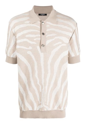 Balmain zebra-jacquard polo shirt - Toni neutri