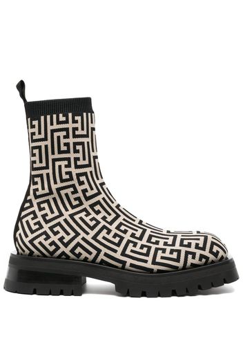 Balmain monogram-pattern ankle boots - Toni neutri