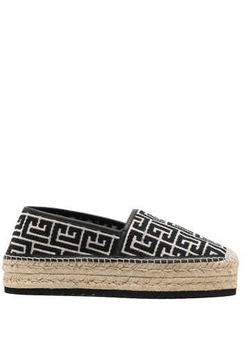 Balmain monogram-jacquard platform espadrilles - Nero