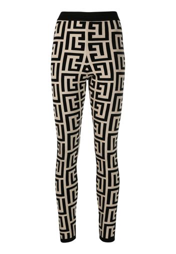 Balmain monogram knitted leggings - Nero