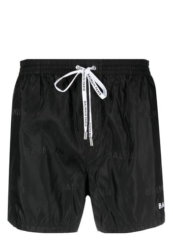 Balmain logo-print swim shorts - Nero