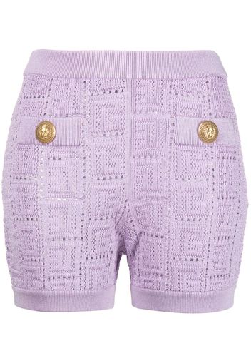 Balmain monogram mesh knitted shorts - Viola