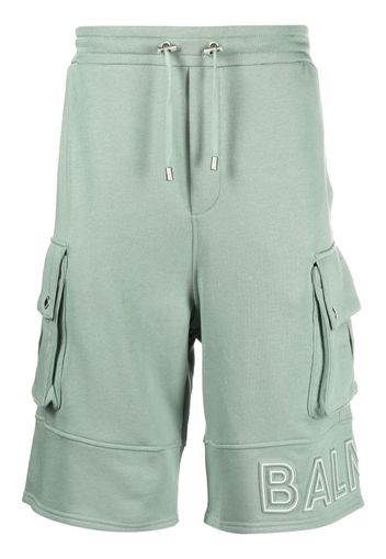 Balmain embossed-logo cotton bermuda shorts - Verde