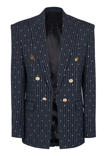 Balmain Blazer doppiopetto PB gessato - Blu