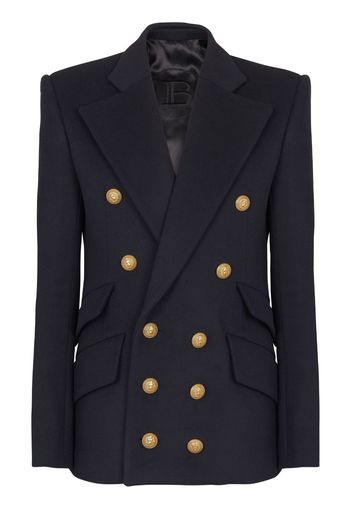 Balmain Cappotto doppiopetto con bottoni goffrati - Nero