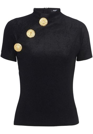 Balmain T-shirt con bottoni - Nero