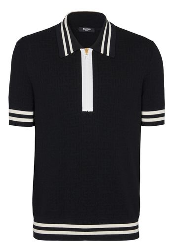 Balmain Polo con monogramma jacquard - Nero