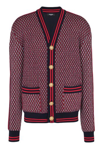 Balmain Cardigan con stampa monogramma - Rosso