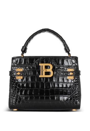 Balmain Borsa tote B-Buzz 22 con effetto coccodrillo goffrato - Nero