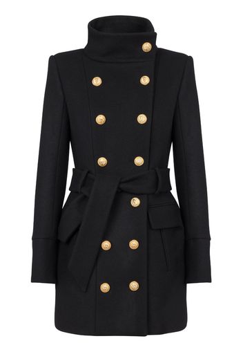 Balmain Cappotto stile militare con cintura - Nero