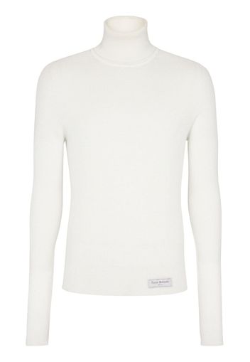 Balmain Maglione a coste con applicazione - Bianco