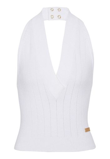 Balmain Top con scollo all'americana - Bianco