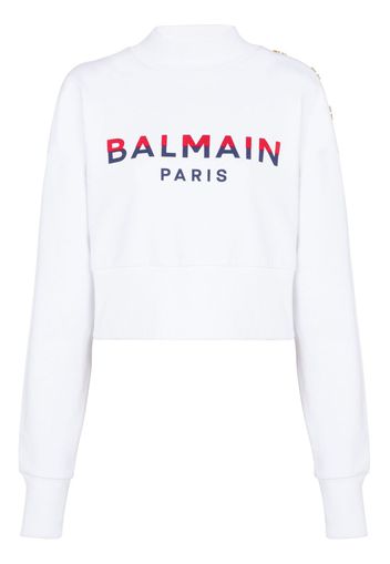 Balmain Felpa 3-Buttons con stampa - Bianco