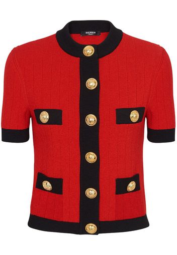 Balmain Cardigan crop a maniche corte - Rosso