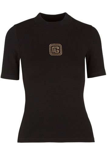 Balmain Retro logo-embroidered T-shirt - Nero