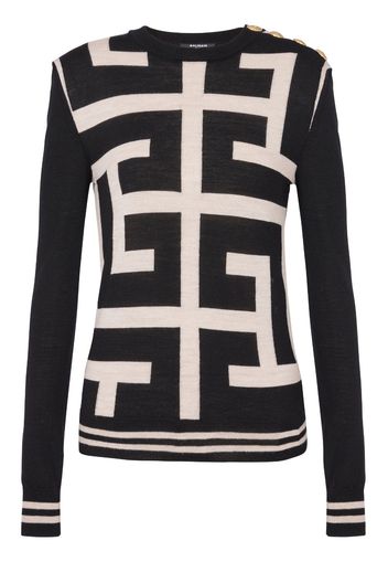 Balmain Maglione con motivo monogramma - Nero