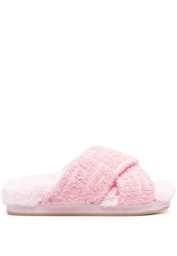 Balmain monogram-pattern criss-cross slides - Rosa