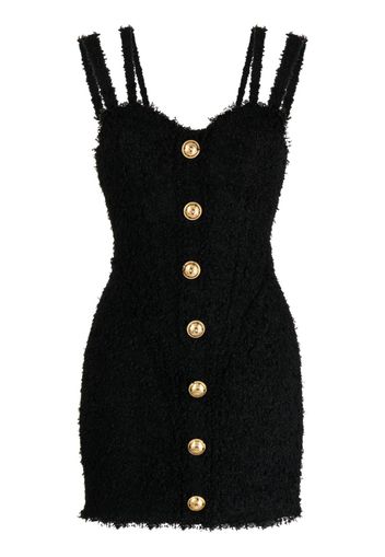 Balmain button-embellished tweed minidress - Nero