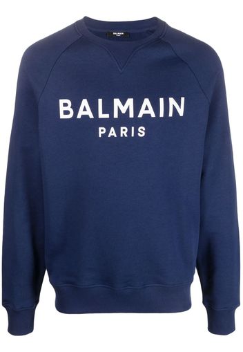 Balmain logo-print cotton sweatshirt - Blu