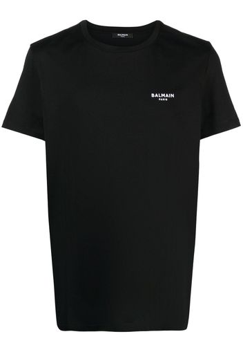 Balmain flocked-logo cotton T-shirt - Nero