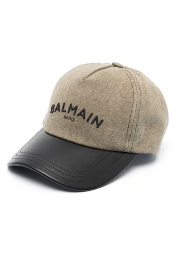 Balmain logo-embroidered cotton cap - Verde