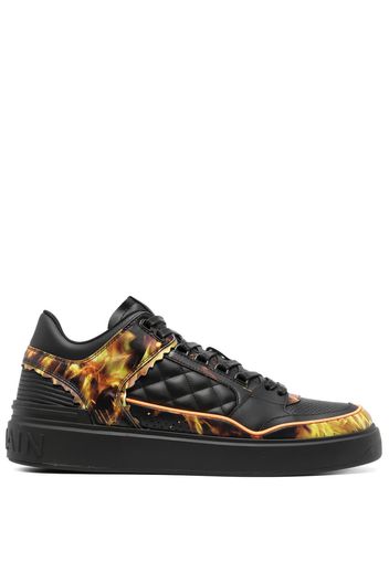 Balmain B-Court flame-print leather sneakers - Nero