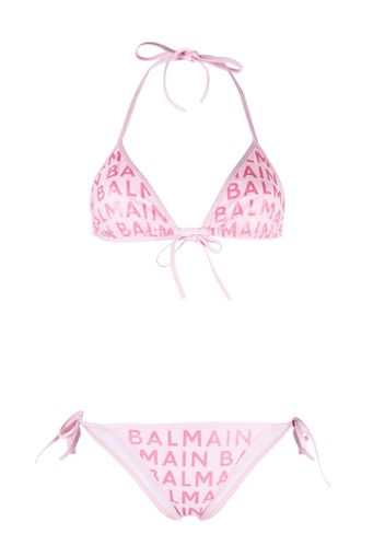Balmain logo-print bikini set - Rosa