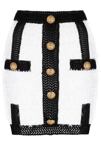 Balmain button-embellished tweed miniskirt - Bianco