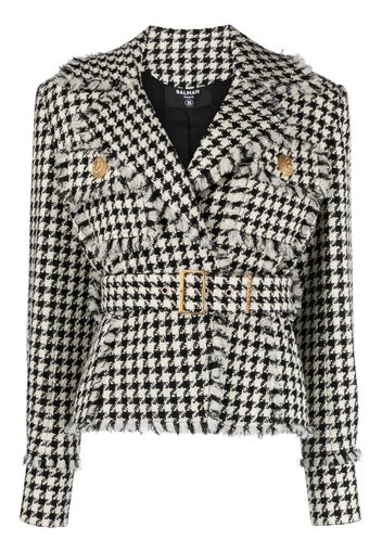 Balmain houndstooth tweed belted jacket - Toni neutri