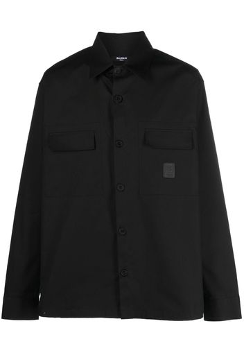 Balmain logo-patch cotton shirt - Nero