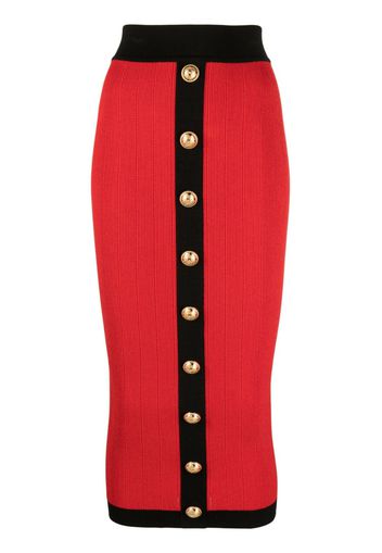 Balmain buttoned knit midi skirt - Rosso