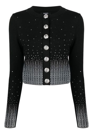 Balmain crystal-embellished button-up cardigan - Nero