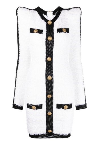 Balmain contrasting-trim bouclé minidress - Bianco