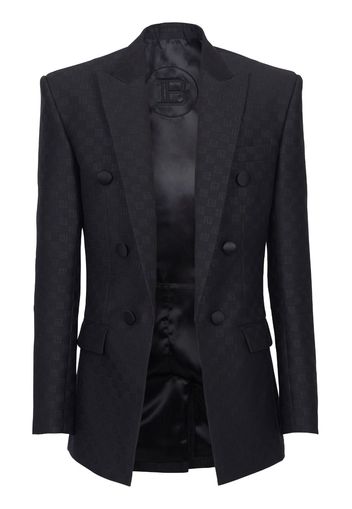 Balmain Mini Monogram-print satin blazer - Nero