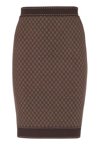 Balmain monogram-jacquard skirt - Marrone