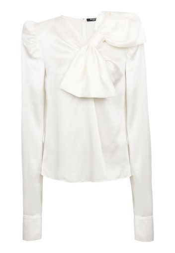 Balmain bow -detail silk blouse - Bianco