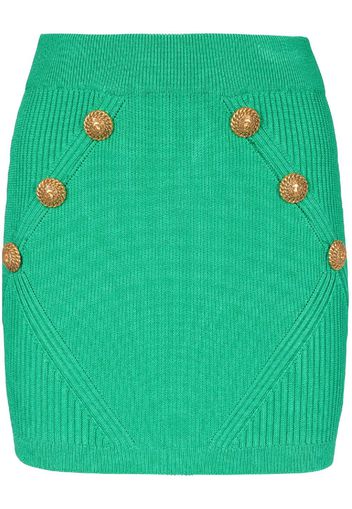 Balmain button-detailed rib-knit skirt - Verde