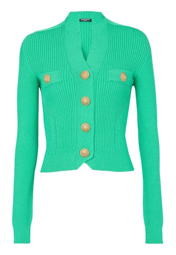 Balmain buttoned ribbed-knit cardigan - Verde