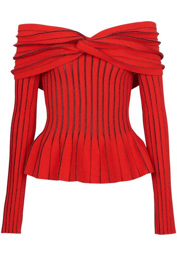 Balmain knotted off-shoulder top - Rosso