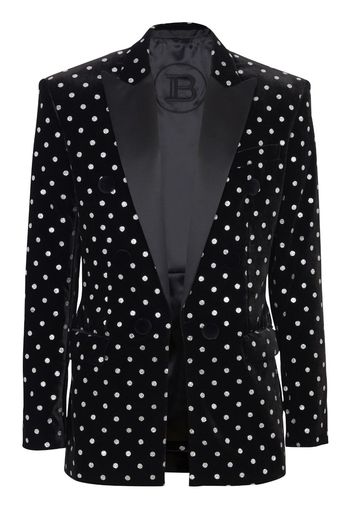 Balmain Velvet Jacket With Glitter Dots - Nero