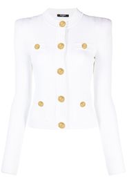 Balmain Cardigan a coste - Bianco